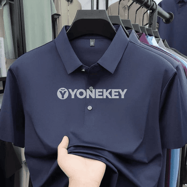 Erkekler üçin bir reňkli ýeňil polo köýnek, dem alýan, gündelik we iş üçin