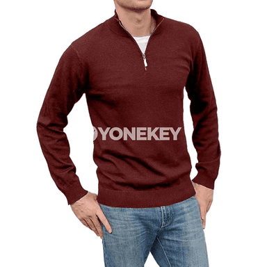 Erkekler üçin ýarym fermuarly beýik boýunly örülen switer