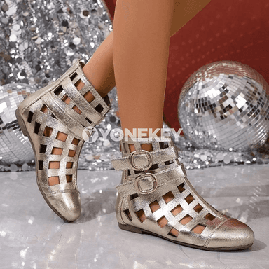 Metal tokaçly, fermuarly, ýumşak dabanly moda aýakgaplar