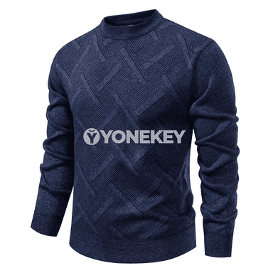 Erkekler üçin ýyly trikotaž switer, boş kesim, ýokary ýaka