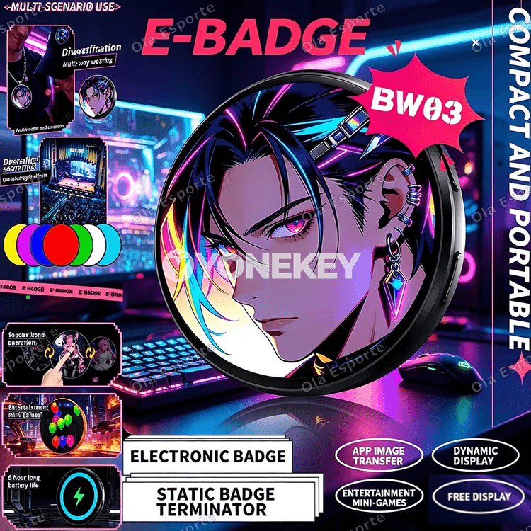 1,5 dýuým Bluetooth akylly badge, sanly ekranly bildiriş tagtasy