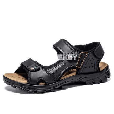 Erkekler üçin hakyky deriden ýaz sandal we plýaž köwüşleri