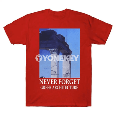 Never Forget Greek Architecture çaply erkek-zenan futbolka, giň kesim
