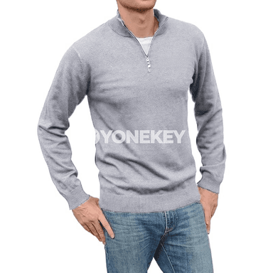 Erkekler üçin ýarym fermuarly beýik boýunly örülen switer