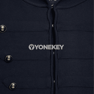 Aýal-gyzlar üçin goýy gök gysga klasik blazer, stend ýakaly