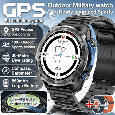 GUHUAVMI DTG1 GPS akylly sagat, kompasly, oflayn karta, 3ATM suw geçirmez