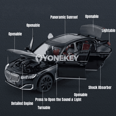 BMW 760Li 1:24 metal awtoulag modeli, sesli-çyraly, açylýan gapyly