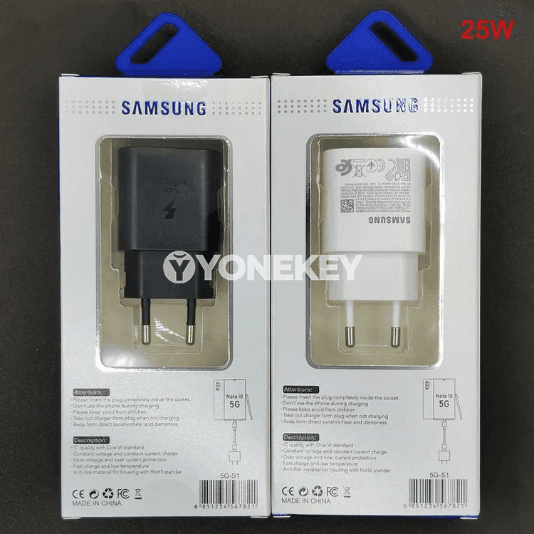 Samsung Galaxy üçin 25W Type-C çalt zarýad beriji adapter we kabel