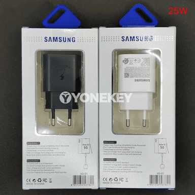 Samsung Galaxy üçin 25W Type-C çalt zarýad beriji adapter we kabel