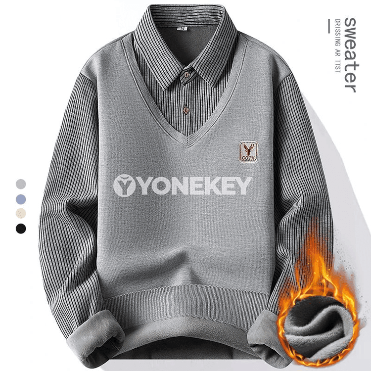 Erkekler üçin polo boýunly ýyly sviter, güýz-gyş üçin rahat model