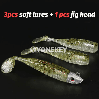 3 sany ýumşak balyk tutyş emeli, metal jig başly, 10cm / 13cm