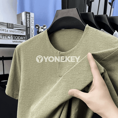 Erkekler üçin ýeňil, dem alýan premium Henley futbolka
