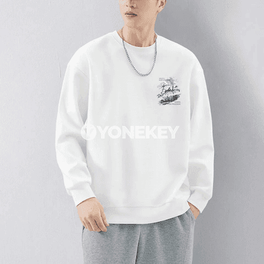 Erkekler üçin agyr pagta sweatshirt, ýaz-güýz üçin giň kesimli