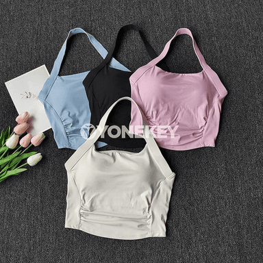 Aýallar üçin arka açyk sport bra, yoga we fitnes üçin