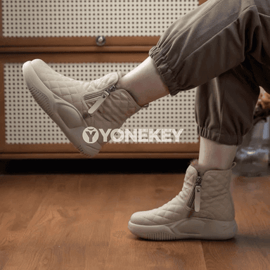 Zenanlar üçin gyşky ýyly ankle botinkalar, zipli, rahat