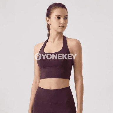 Aýal sporty bra: ýokary goldawly, arka açyk, ýoga we fitnes üçin