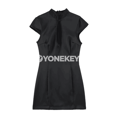 Zenanlar üçin ýaz-tomus slim fit satin mini köýnek, dury ýakaly