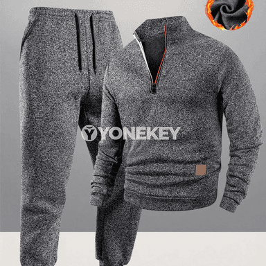 Erkekler üçin ýeňil sport eşigi, stand boýunly, ýarym fermuarly