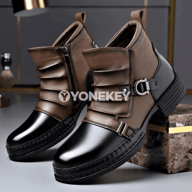 Erkekler üçin hakyky deri gyş ädikleri, ýyly içlikli retro stil