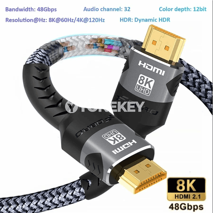8K HDMI 2.1 kabeli, 48Gbps, ýokary tizlikli örülen HDMI sim