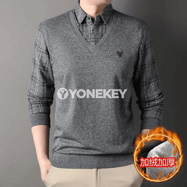Erkekler üçin ýyly iki gatly ýyly switer köýnek, fleece, ýazlyk-güýzlik