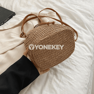 Zenanlar üçin örülen saman bucket sumka, tomusky crossbody model