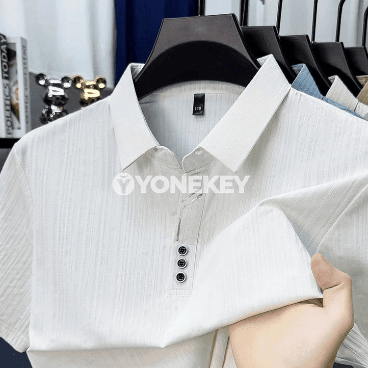 Erkekler üçin ýazky polo futbolka, dem alýan, ýeňil, işewür gündelik stil
