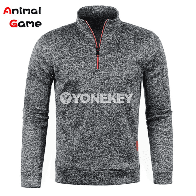 Erkekler üçin ýarym zip ýyly switer, boýnu ýokary, güýz-gyş