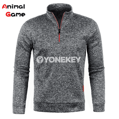 Erkekler üçin ýarym zip ýyly switer, boýnu ýokary, güýz-gyş