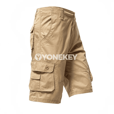 Erkekler üçin giň jübi ly cargo şortikler, tomusky, KHAKI we ýaşyl