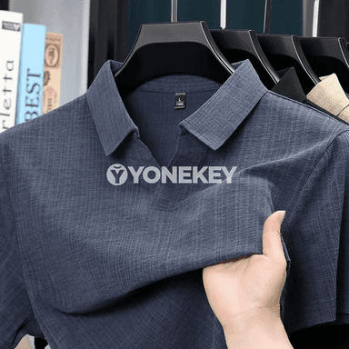 Erkekler üçin ýeňil we dem alýan linen görnüşli polo köýnek