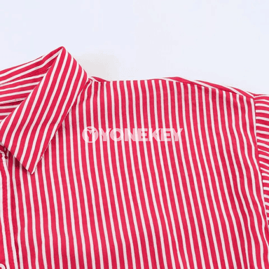 Zenanlar üçin giň göwüşli zolakly uzyn ýeňli köýnek-bluza