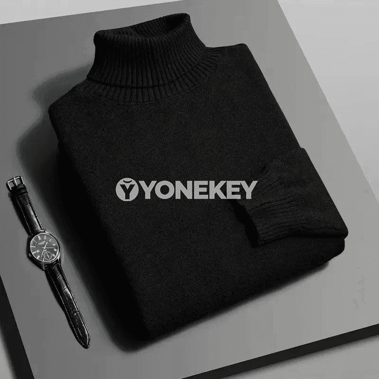 Erkekler üçin gyş örme balakly golça, boýunly ýyly switer