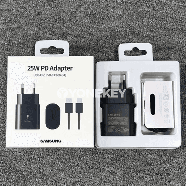 Samsung 25W çalt zarýad beriji adapter, Type-C kabel bilen