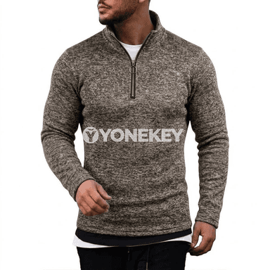 Erkekler üçin ýyly stend-gullukly zipli swetşot jaket