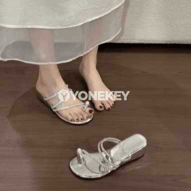 Merjen gaýşaly tomus sandal, tekiz dabanly ýeňil aýakgap