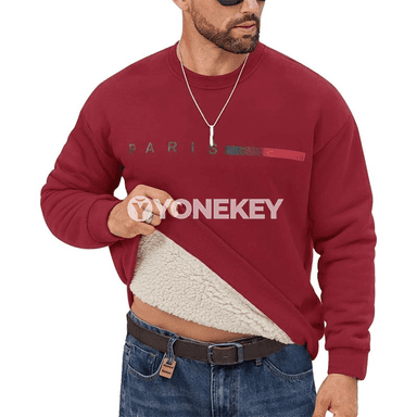 Erkekler üçin ýyly içi tüýli gyş köýnegi, günlük rahat sweatshirt