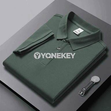 Erkekler üçin klassiki polo köýnek, gysga ýeňli, gündelik stil