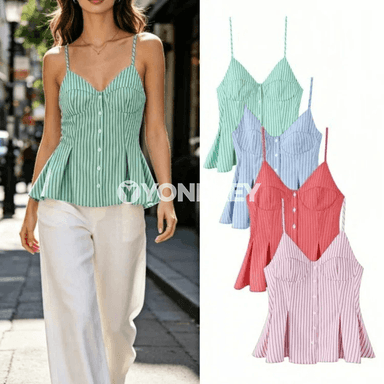 Zenanlar üçin zolakly, arka açyk, ýazlyk slim fit top