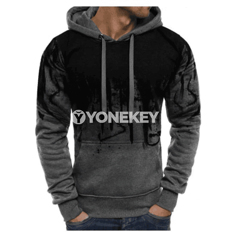 Erkekler üçin gradient çaply rahat kapýuşonly switer