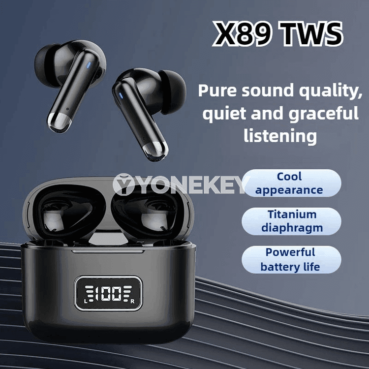 X89 simsiz Bluetooth 5.3 naýnikler, suw geçirmeýän sport üçin