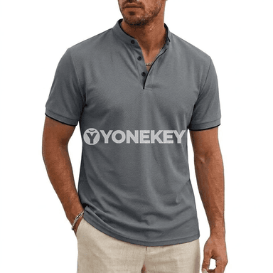 Erkekler üçin ýazky Henley futbolka, ýeňil, dem alýan, gündelik köýnek