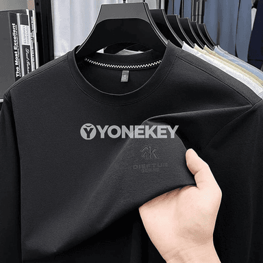Erkekler üçin aýlaw boýun ýeňil sweatshirt, ýazgyly gündelik uzyn ýeňli