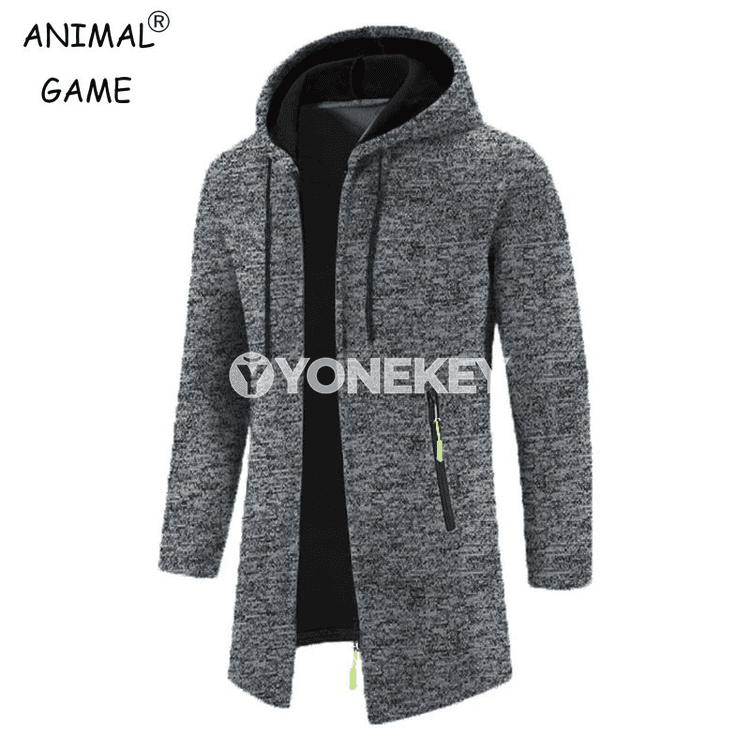 Erkekler üçin kapýuşonly ýyly sport sviteri, oversize, fermuarly