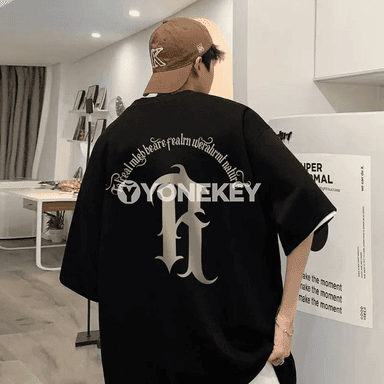 Erkekler üçin giň kesimli ýazgyly futbolka, M–8XL