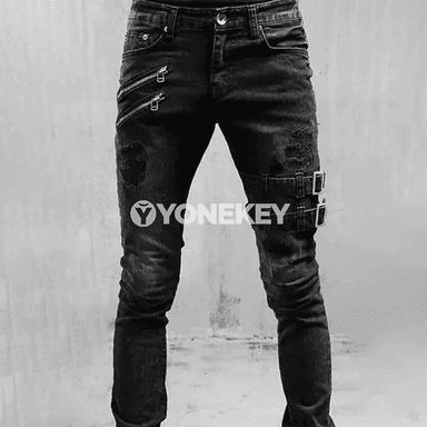 Erkekler üçin giň kesimli düz jeans, gündelik uzyn balak