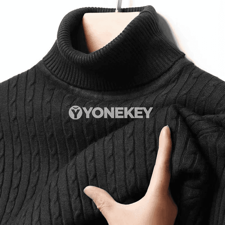 Erkekler üçin ýyly boýnly uzyn ýeňli triko switer