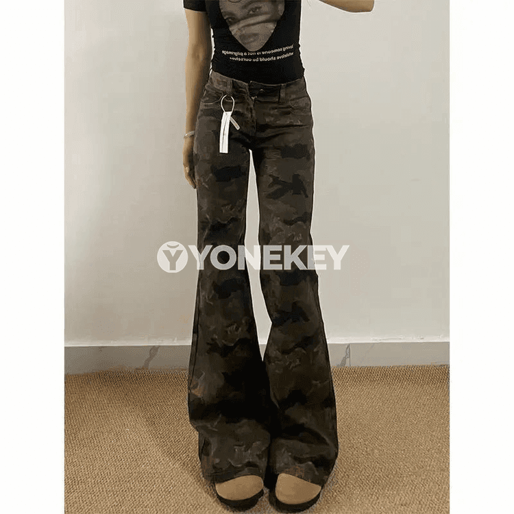 Zenanlar üçin giň kesimli ýokary belli denim balak