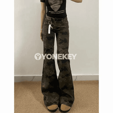 Zenanlar üçin giň kesimli ýokary belli denim balak