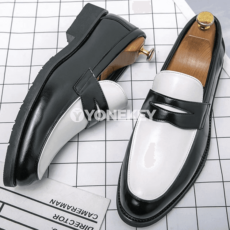 Erkekler üçin klassik deri ofis aýakgaplary, slip-on loafers